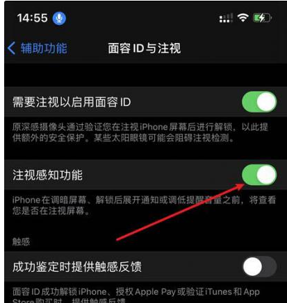 梅州苹果14维修网点分享iPhone14注视感知功能有什么用 